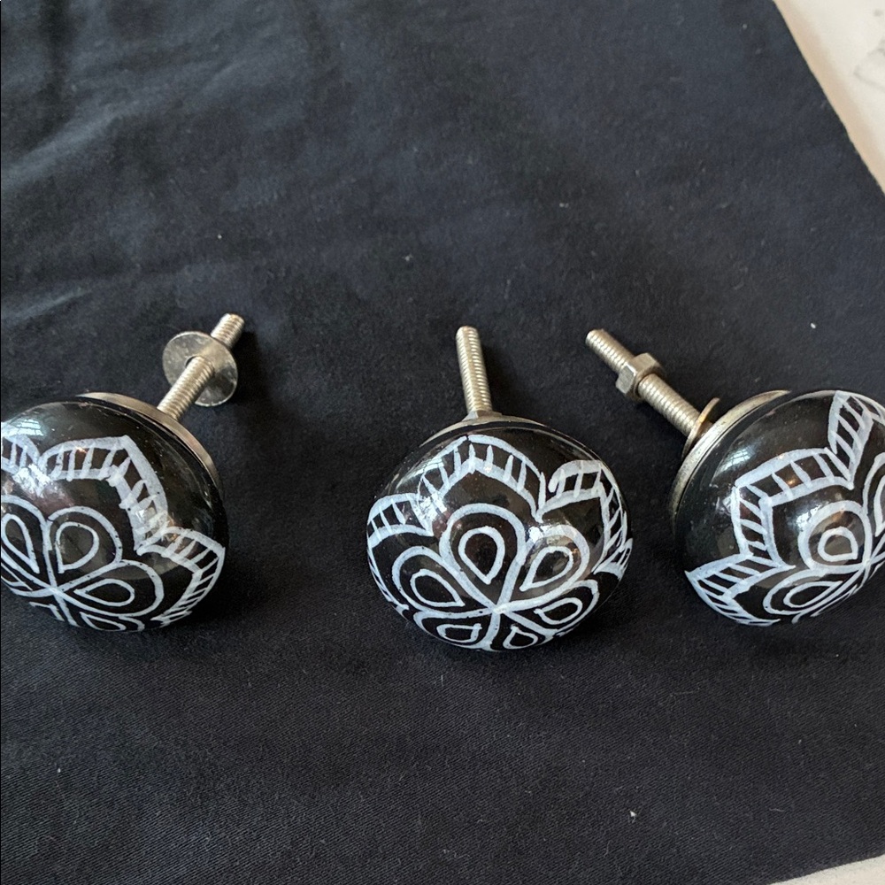 Anthropologie Black and White Decorative Knobs - 3